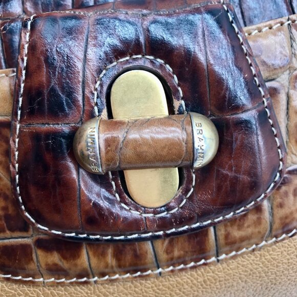 Brahmin Brown Crocodile Embossed Leather 25th Anniversary Edition Shoulder Bag - Picture 11 of 11